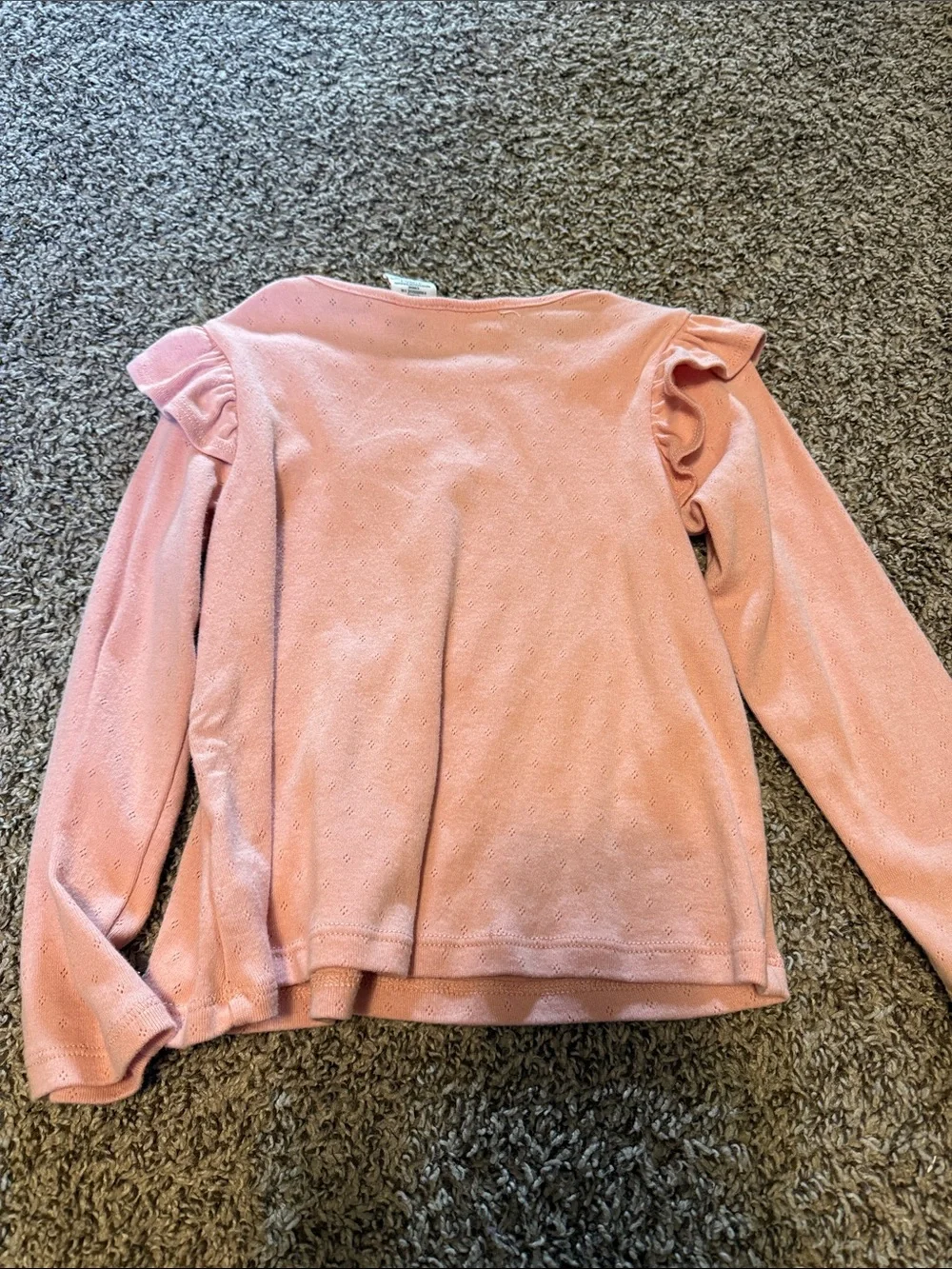 Girls' Blush Pink Long-Sleeve Ruffle Shoulder Top